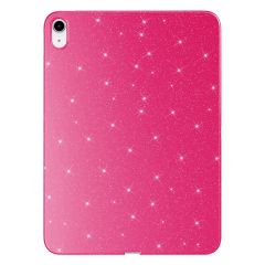 iPad 10. Nesil 2022 10.9'' uyumlu Simli Silikon Kılıf Işıltılı Parlak Kapak Esnek TPU Koyu Pembe