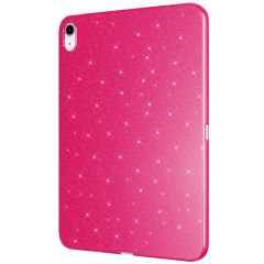 iPad 10. Nesil 2022 10.9'' uyumlu Simli Silikon Kılıf Işıltılı Parlak Kapak Esnek TPU Koyu Pembe