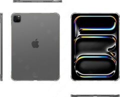 iPad Pro 13 M4 2024 uyumlu Şeffaf Silikon Kılıf Anti Shock Koruyucu Kapak Darbe Emici Tablet Kılıfı