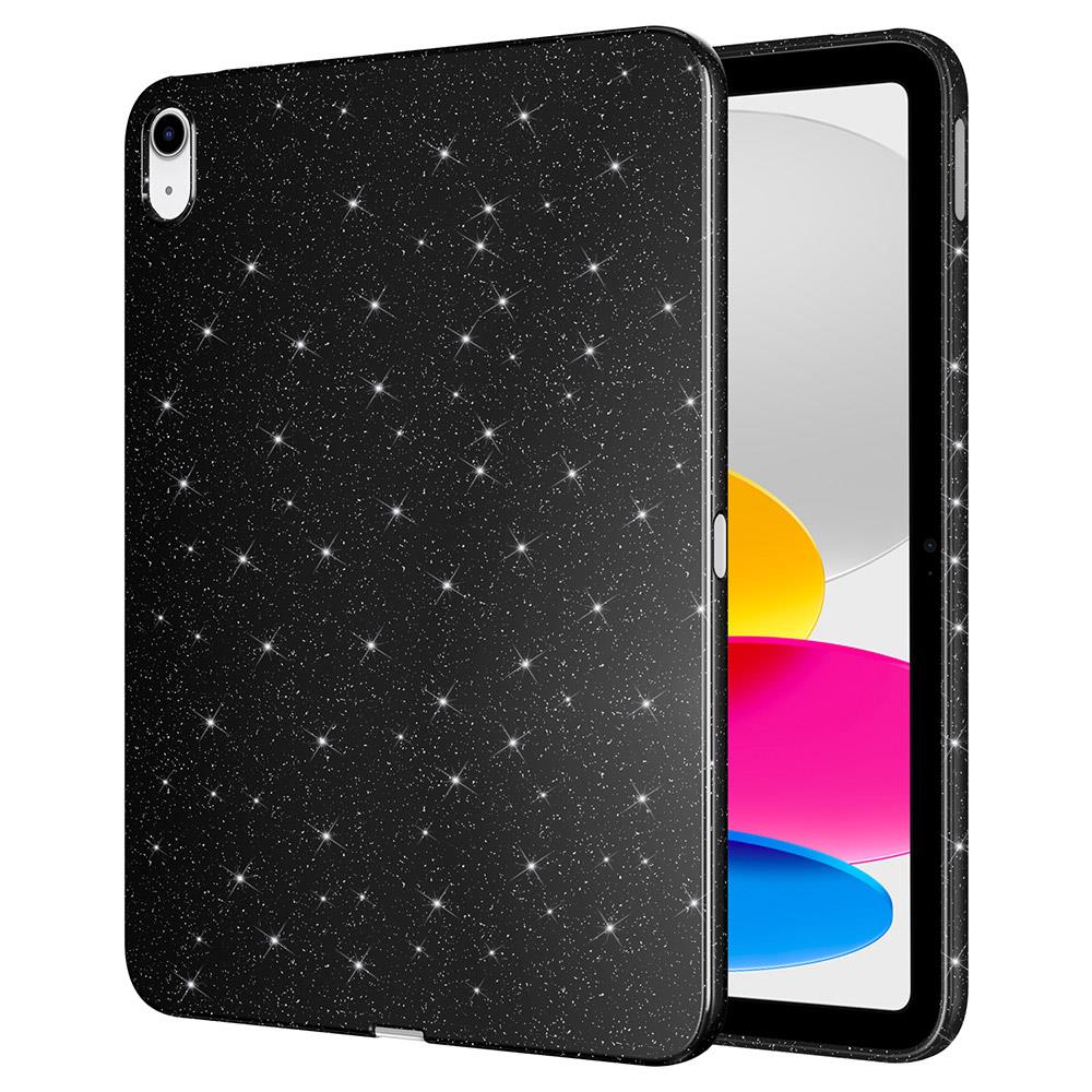 iPad 10. Nesil 2022 10.9'' uyumlu Simli Silikon Kılıf Işıltılı Parlak Kapak Esnek TPU Siyah
