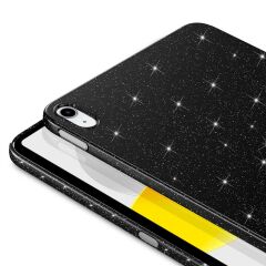 iPad 10. Nesil 2022 10.9'' uyumlu Simli Silikon Kılıf Işıltılı Parlak Kapak Esnek TPU Siyah