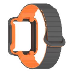 Mi Watch Lite / Redmi Watch 2 Lite uyumlu Magnetik Silikon Kordon & Kasa Koruma 2 in 1 Premium Kayış Gri - Turuncu