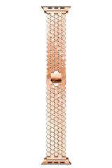 Apple Watch 10 42 mm uyumlu Metal Kordon Hegzagonal Tasarım Premium Kayış Rose Gold