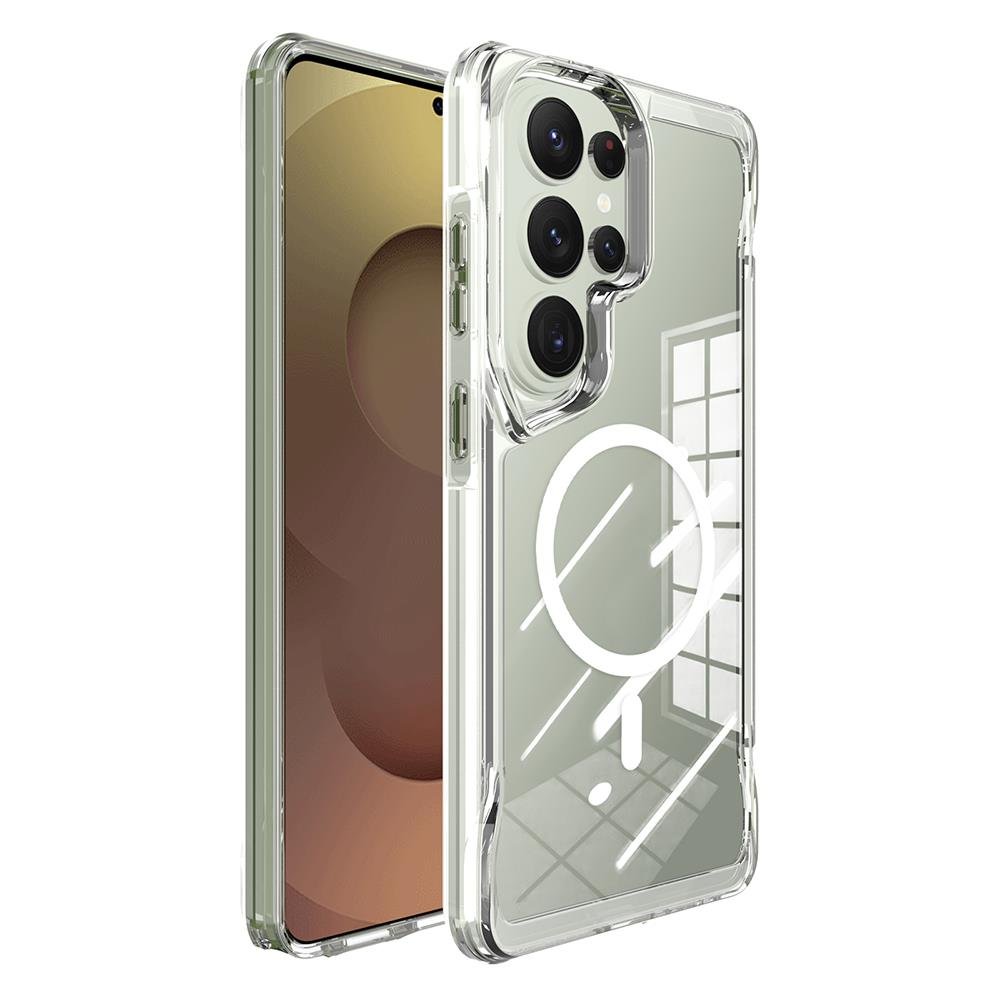 Galaxy S26 Ultra uyumlu Şeffaf MagSafe Kılıf Silikon Kapak Yükseltilmiş Kenarlar Darbe Emici Koruma