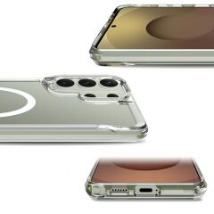 Galaxy S26 Ultra uyumlu Şeffaf MagSafe Kılıf Silikon Kapak Yükseltilmiş Kenarlar Darbe Emici Koruma