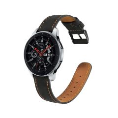 Amazfit GTR 2 47 mm Uyumlu Deri Kordon Premium Dikişli Deri Kayış Siyah
