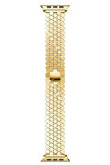 Apple Watch 10 42 mm uyumlu Metal Kordon Hegzagonal Tasarım Premium Kayış Gold