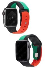 Apple Watch 10 42 mm uyumlu Silikon Kordon Black Unity Spor Kayış