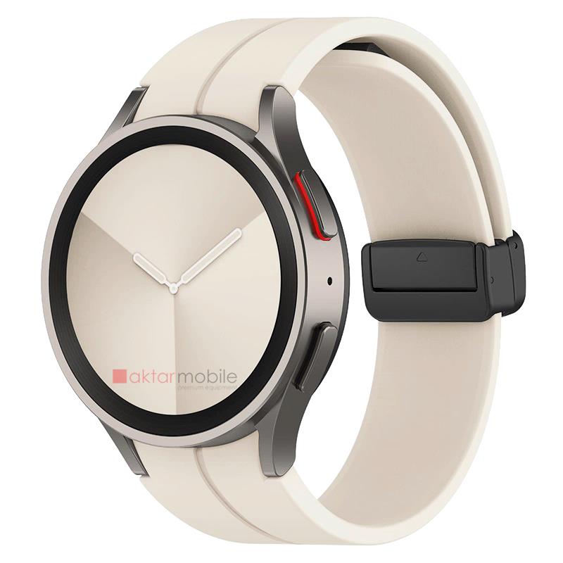 Samsung Galaxy Watch 4 40 44 mm Silikon Kordon Magnetik D Tokalı Spor Kayış Mıknatıslı Toka