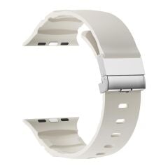 Apple Watch 6 5 4 3 2 1 SE 42 44 mm Uyumlu Silikon Kordon Ayarlanabilir Klipsli Metal Tokalı Kayış
