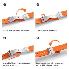 Apple Watch 6 5 4 3 2 1 SE 42 44 mm Uyumlu Silikon Kordon Ayarlanabilir Klipsli Metal Tokalı Kayış