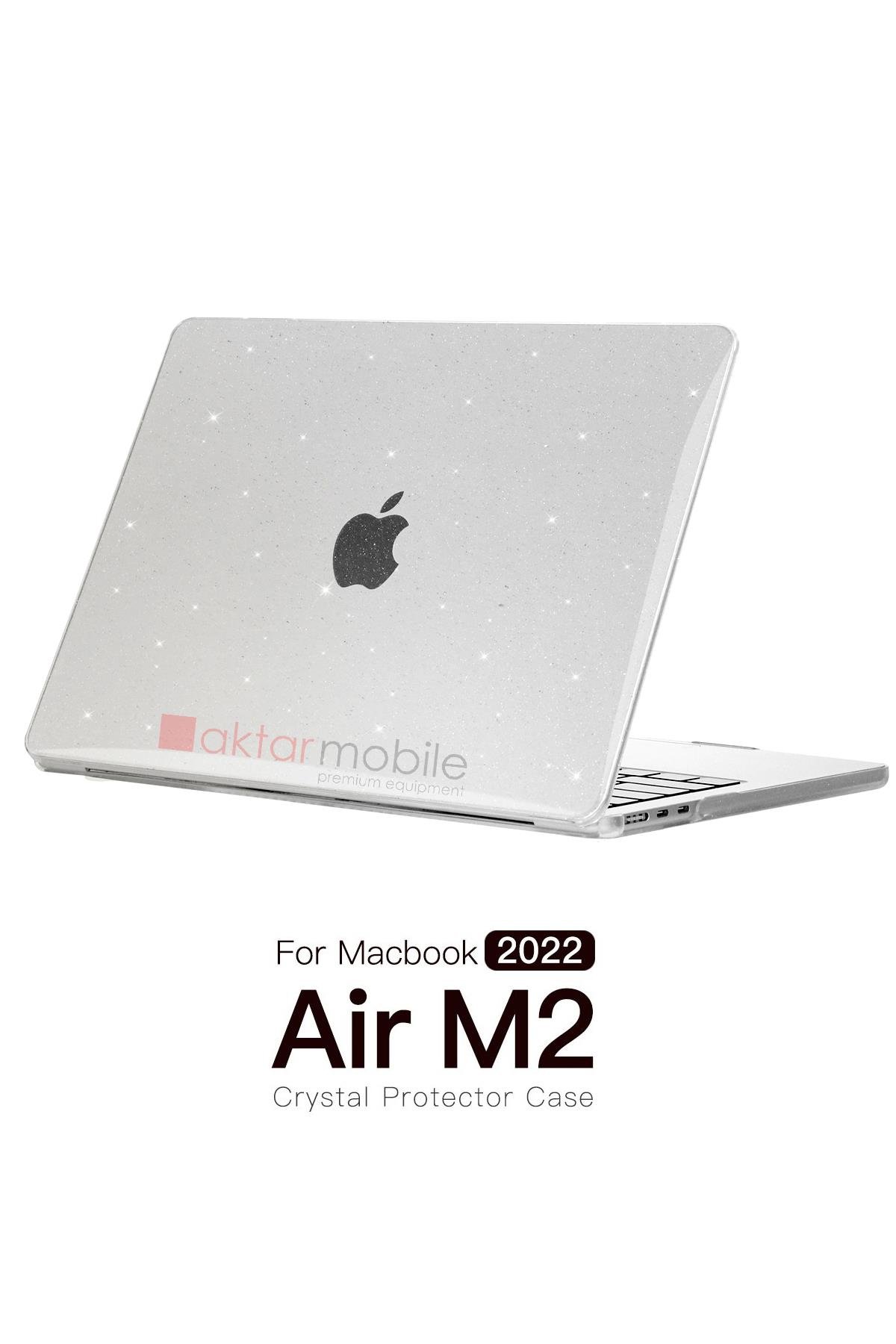MacBook Air M2 13.6'' 2022 A2681 uyumlu Kılıf Simli Parlak Koruyucu Kapak Yaldızlı Hava Kanallı
