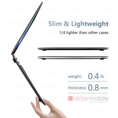 MacBook Air M2 13.6'' 2022 A2681 uyumlu Kılıf Karbon Fiber Desenli Koruyucu Kapak Transpan Tasarım