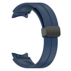 Samsung Galaxy Watch 4 40 44 mm Silikon Kordon Magnetik D Tokalı Spor Kayış Mıknatıslı Toka Lacivert