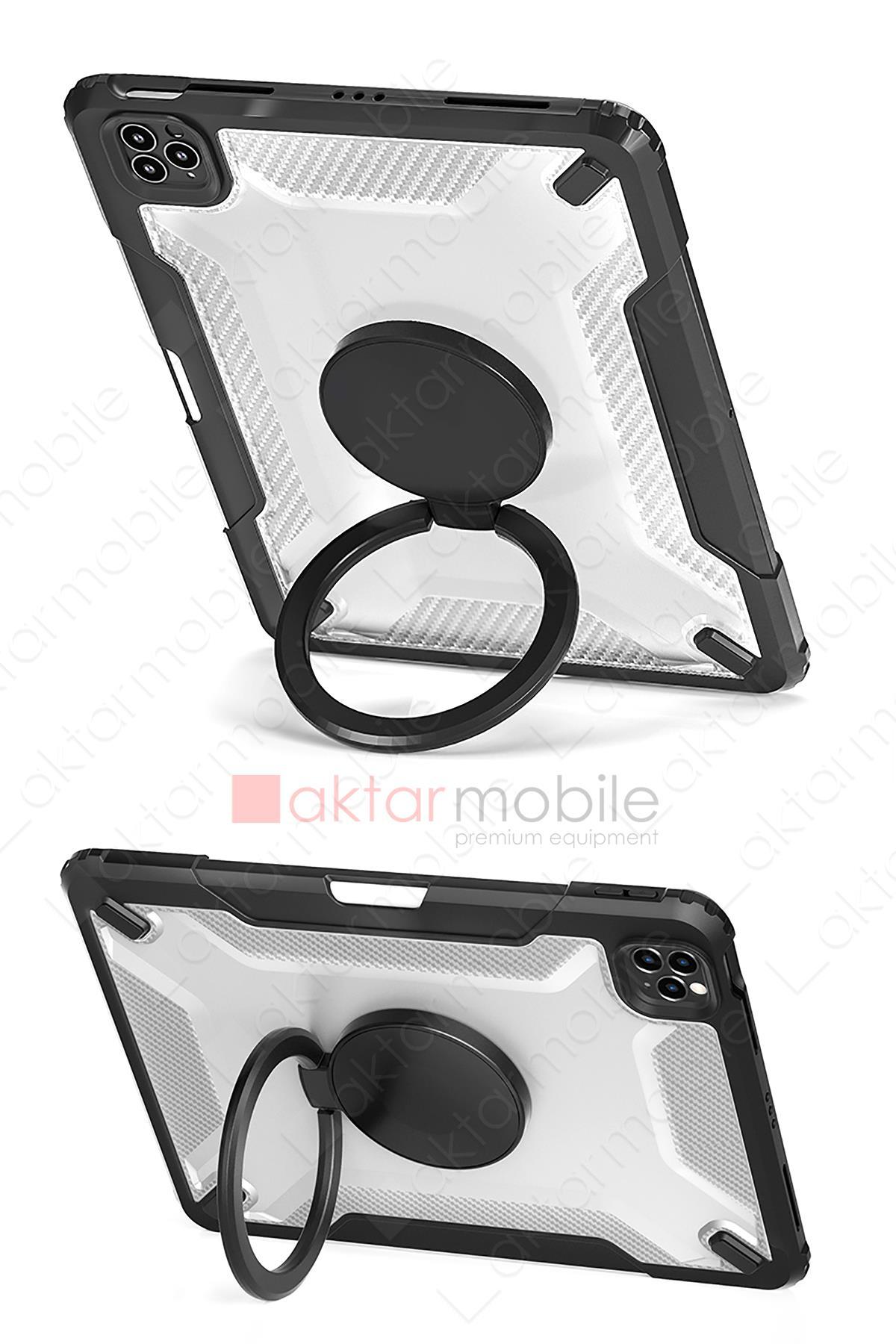 iPad Pro 11 2. Nesil 2020 Uyumlu 360° Dönen Standlı Kılıf Kalem Bölmeli Premium Arka Kapak Siyah