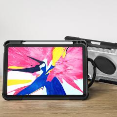 iPad Pro 11 2. Nesil 2020 Uyumlu 360° Dönen Standlı Kılıf Kalem Bölmeli Premium Arka Kapak Siyah