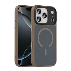 iPhone 17 Pro Max uyumlu MagSafe Kılıf Mat Arka Yüzey Kamera Çıkıntılı Darbe Emici Kapak Çöl Titanyum