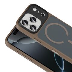 iPhone 17 Pro Max uyumlu MagSafe Kılıf Mat Arka Yüzey Kamera Çıkıntılı Darbe Emici Kapak Çöl Titanyum
