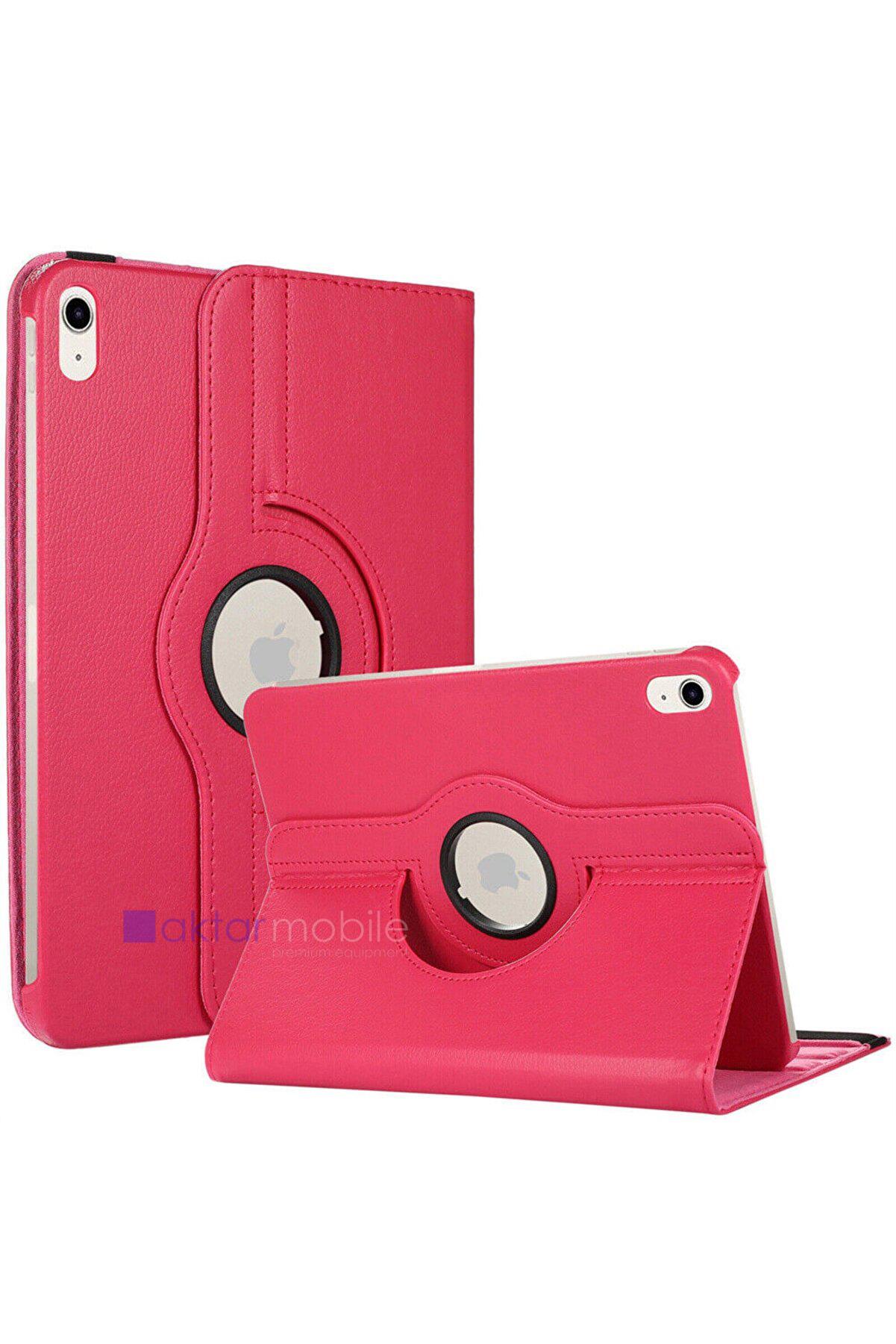 Apple iPad 10. Nesil 2022 10.9'' Kılıf Dönebilen Standlı Smart Uyku Modlu PU Deri Kapaklı Tablt Klıfı Pembe