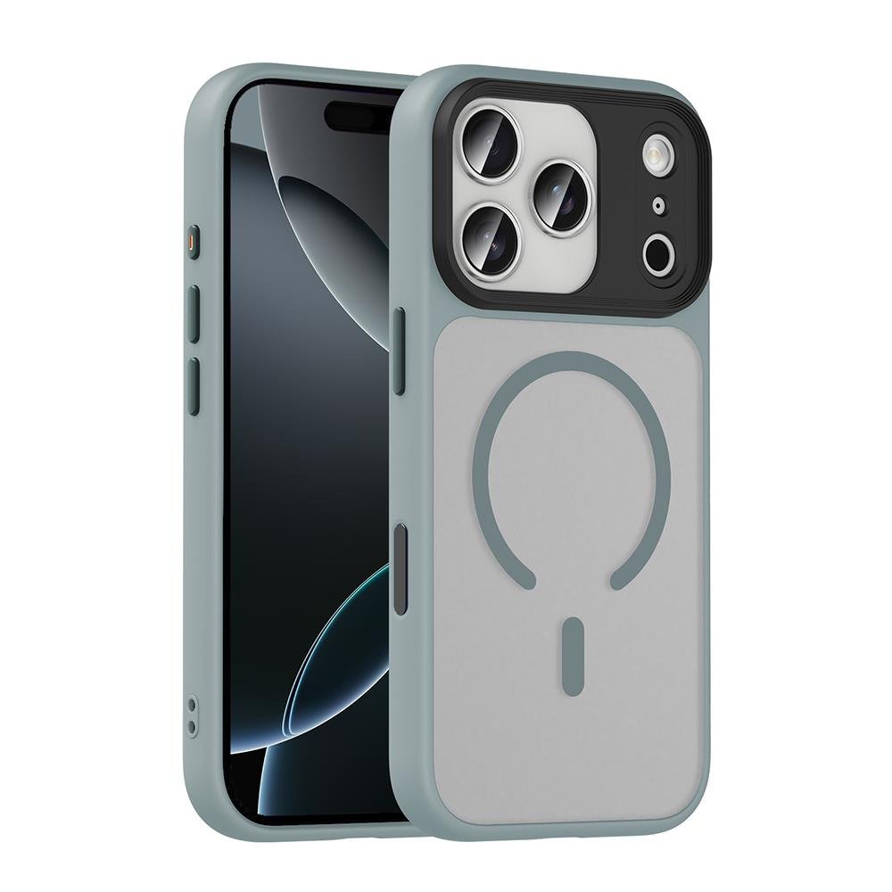 iPhone 17 Pro Max uyumlu MagSafe Kılıf Mat Arka Yüzey Kamera Çıkıntılı Darbe Emici Kapak Gri