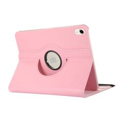 Apple iPad 10. Nesil 2022 10.9'' Kılıf Dönebilen Standlı Smart Uyku Modlu PU Deri Kapaklı Tablt Klıfı Açık Pembe