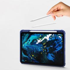 iPad Pro 11 2. Nesil 2020 Uyumlu 360° Dönen Standlı Kılıf Kalem Bölmeli Premium Arka Kapak Mavi