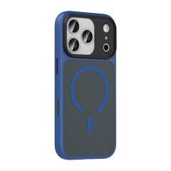 iPhone 17 Pro Max uyumlu MagSafe Kılıf Mat Arka Yüzey Kamera Çıkıntılı Darbe Emici Kapak Lacivert