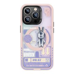 Apple iPhone 14 Pro Kılıf Magsafe Şarj Özellikli Benks Casebang Rabbit Kapak Pembe
