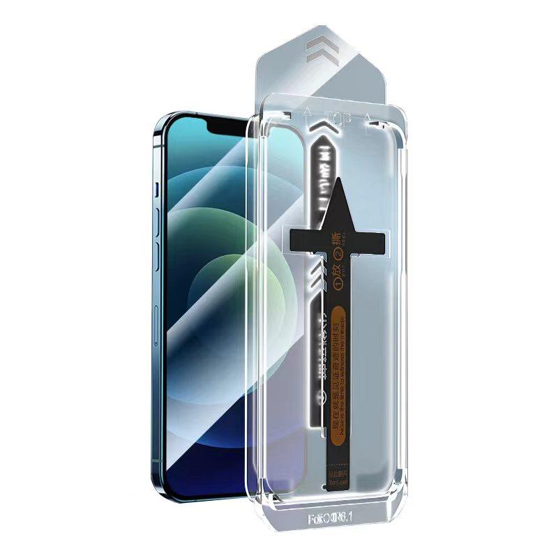 iPhone 14 Pro Ekran Koruyucu & Hızlı Kurulum Aparatı - Anti-Dust Toz Geçirmez - 9H Temperli Cam