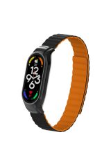 Mi Band 7 uyumlu Magnetik Silikon Kordon & Kasa Koruma 2 in 1 Çift Renkli Mıknatıslı Premium Kayış