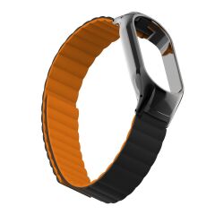 Mi Band 7 uyumlu Magnetik Silikon Kordon & Kasa Koruma 2 in 1 Çift Renkli Mıknatıslı Premium Kayış