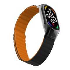 Mi Band 7 uyumlu Magnetik Silikon Kordon & Kasa Koruma 2 in 1 Çift Renkli Mıknatıslı Premium Kayış