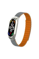 Mi Band 7 uyumlu Magnetik Silikon Kordon & Kasa Koruma 2 in 1 Çift Renkli Mıknatıslı Premium Kayış