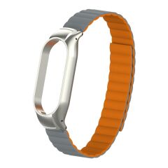 Mi Band 7 uyumlu Magnetik Silikon Kordon & Kasa Koruma 2 in 1 Çift Renkli Mıknatıslı Premium Kayış