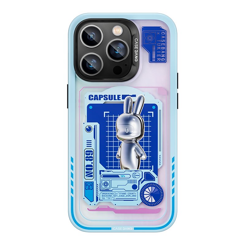 Apple iPhone 14 Pro Max Kılıf Magsafe Şarj Özellikli Benks Casebang Rabbit Kapak Mavi