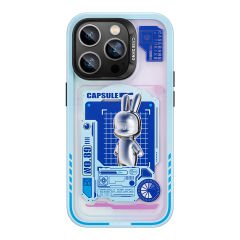 Apple iPhone 14 Pro Max Kılıf Magsafe Şarj Özellikli Benks Casebang Rabbit Kapak Mavi