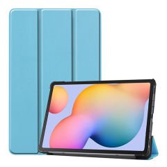 Samsung Galaxy Tab S7 FE LTE T737 Uyumlu Kılıf Standlı Akıllı Kapak Smart Cover Tablet Kılıfı Mavi