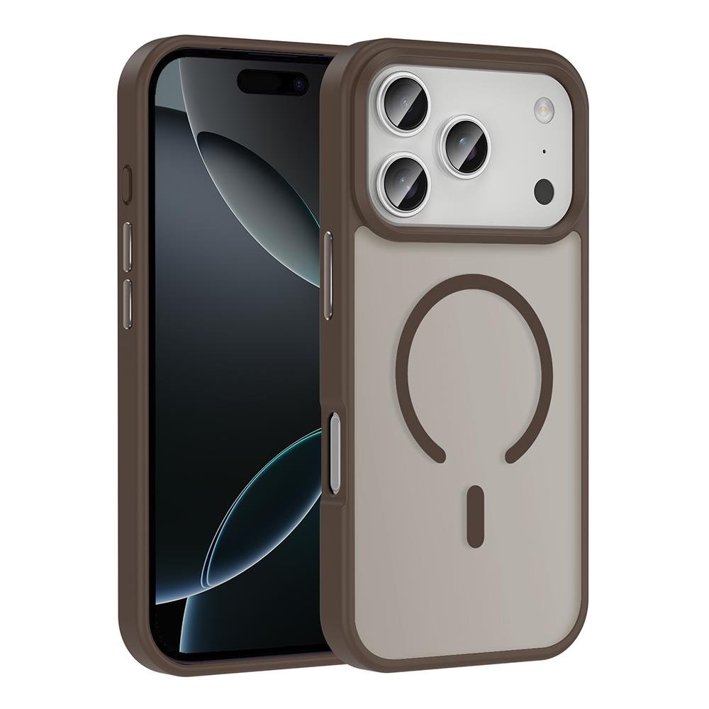 iPhone 17 Pro Max uyumlu MagSafe Kılıf Mat Arka Yüzey Darbe Emici Kapak Çöl Titanyum