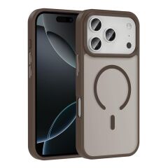 iPhone 17 Pro Max uyumlu MagSafe Kılıf Mat Arka Yüzey Darbe Emici Kapak Çöl Titanyum