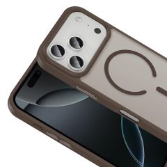 iPhone 17 Pro Max uyumlu MagSafe Kılıf Mat Arka Yüzey Darbe Emici Kapak Çöl Titanyum