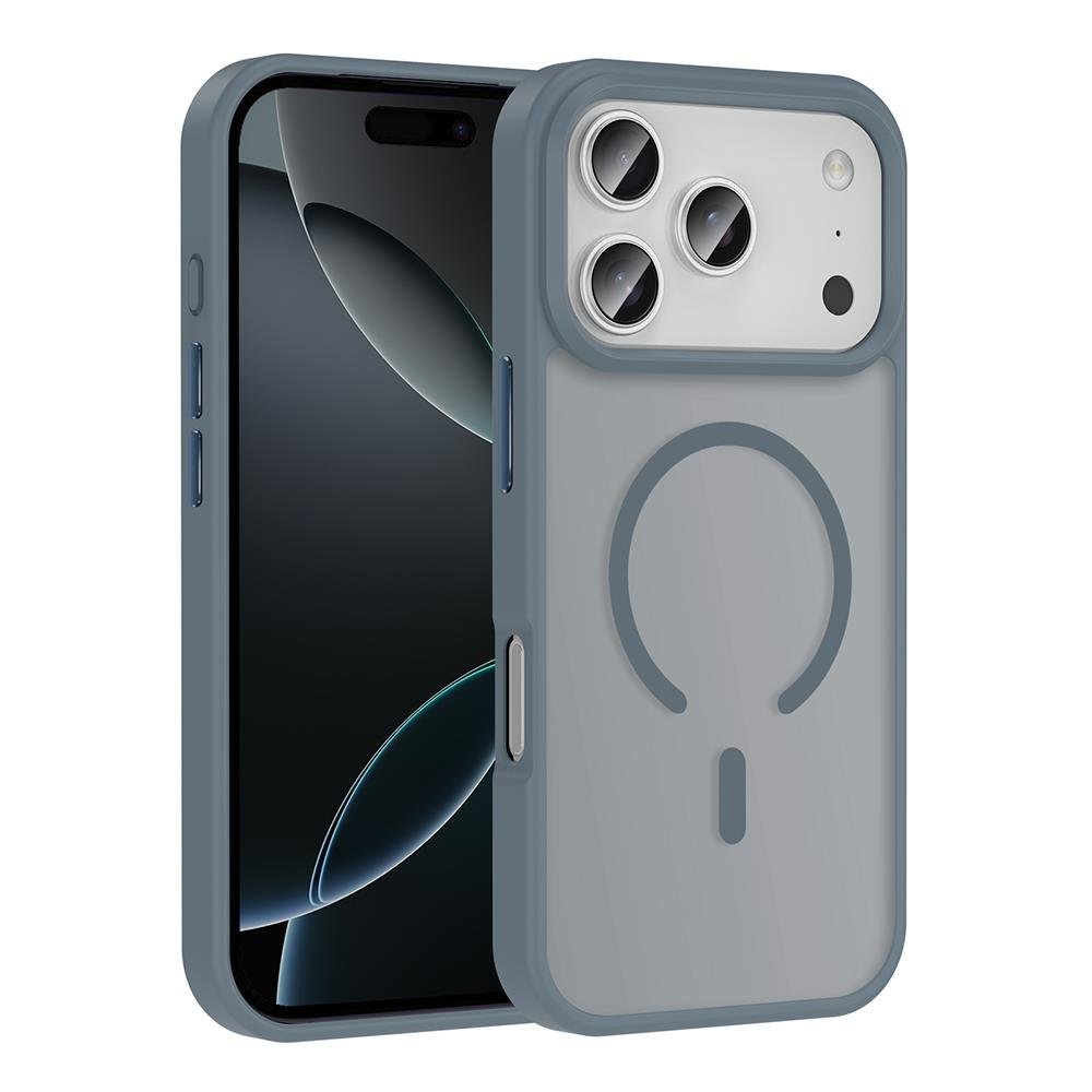 iPhone 17 Pro Max uyumlu MagSafe Kılıf Mat Arka Yüzey Darbe Emici Kapak Gri