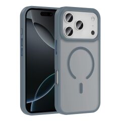 iPhone 17 Pro Max uyumlu MagSafe Kılıf Mat Arka Yüzey Darbe Emici Kapak Gri
