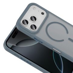 iPhone 17 Pro Max uyumlu MagSafe Kılıf Mat Arka Yüzey Darbe Emici Kapak Gri