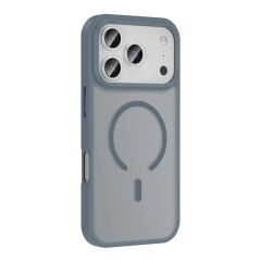 iPhone 17 Pro Max uyumlu MagSafe Kılıf Mat Arka Yüzey Darbe Emici Kapak Gri