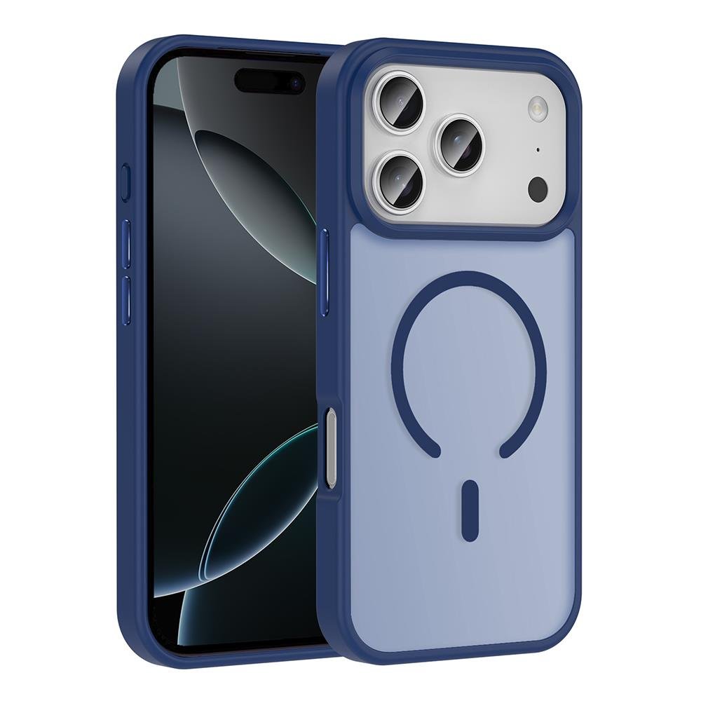 iPhone 17 Pro Max uyumlu MagSafe Kılıf Mat Arka Yüzey Darbe Emici Kapak Lacivert