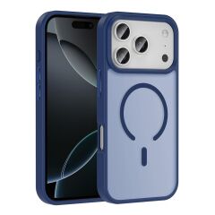 iPhone 17 Pro Max uyumlu MagSafe Kılıf Mat Arka Yüzey Darbe Emici Kapak Lacivert
