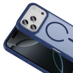 iPhone 17 Pro Max uyumlu MagSafe Kılıf Mat Arka Yüzey Darbe Emici Kapak Lacivert