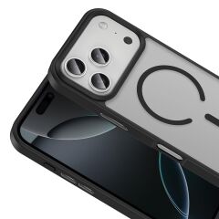 iPhone 17 Pro Max uyumlu MagSafe Kılıf Mat Arka Yüzey Darbe Emici Kapak Siyah