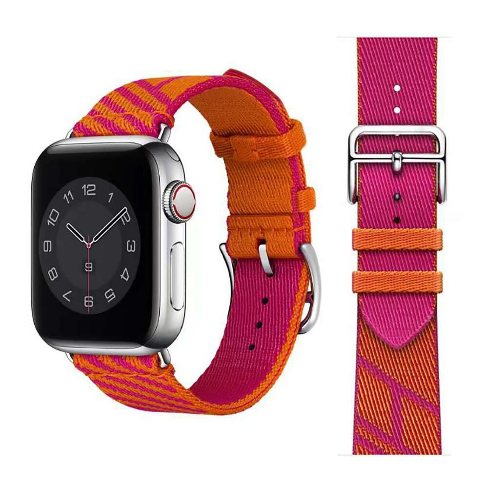 Apple Watch Ultra 49 mm uyumlu Hermes Hasır Kumaş Kordon Renkli Özgün Tasarım Kayış