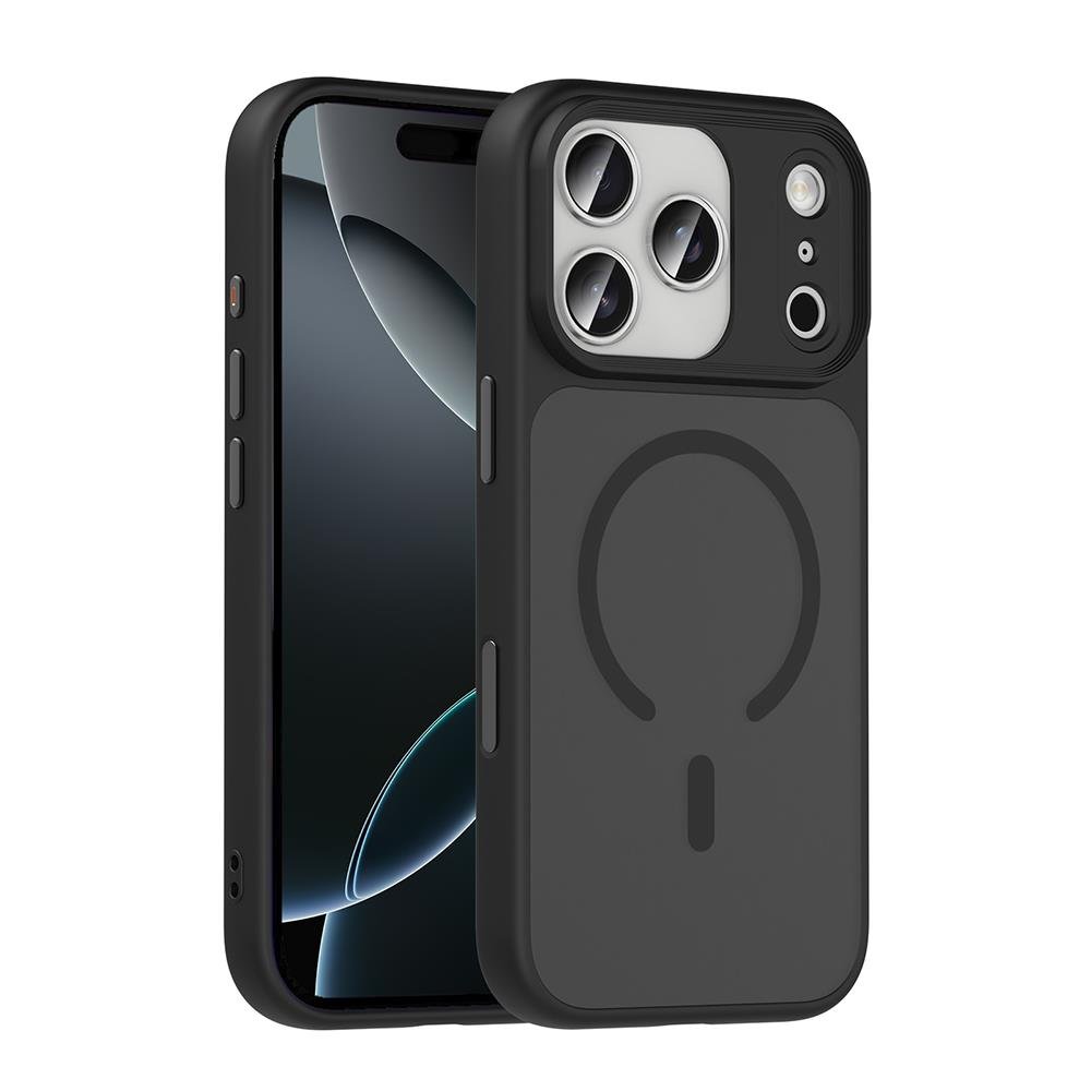 iPhone 17 Pro uyumlu MagSafe Kılıf Mat Arka Yüzey Kamera Çıkıntılı Darbe Emici Kapak Siyah